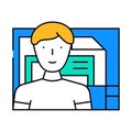 computer engineer worker icon color illustration