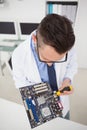 Computer engineer working on broken cpu Royalty Free Stock Photo