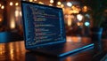 Computer engineering of web site in the code editor blurred in bokeh style. Generative AI Royalty Free Stock Photo