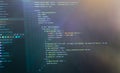 Computer engineering of web site in the code editor using javascript language Royalty Free Stock Photo