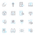 Computer enterprise linear icons set. Nerking, Security, Cloud, Automation, Analytics, Integration, Virtualization line
