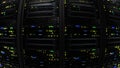 3D rendering of a dark modern server room data center in the storage center Royalty Free Stock Photo