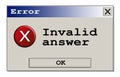 Error box Invalid answer