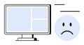 Computer Troubles Concept with Sad Face and Screen System Error or User Frustration Royalty Free Stock Photo