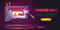 Computer error screen with warning sign. Vector illustration Royalty Free Stock Photo