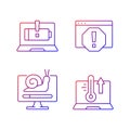 Computer errors gradient linear vector icons set Royalty Free Stock Photo