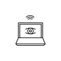 Computer, eye, observation, wifi icon. Element of social addict icon. Thin line icon for website design and development, app Royalty Free Stock Photo