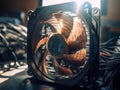 A computer fan used to keep components cool and prevent overheating created with Generative AI