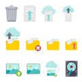 Computer file and document upload icon set vector illustration graphics Royalty Free Stock Photo