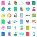 Computer file icons set, cartoon style Royalty Free Stock Photo