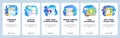 Computer files cloud storage, edit file online, photo upload, orginizer. Mobile app onboarding screens. Menu vector