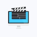 Computer Film Cinema Clapperboard Vector Icon