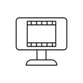 Computer, film ribbon icon. Simple line, outline vector elements of cinematography icons for ui and ux, website or mobile Royalty Free Stock Photo