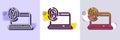 Computer fingerprint line icon. Finger print scan sign. Halftone dotted pattern. Vector