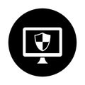 Computer, firewall icon. Black vector sketch