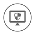 Computer, firewall icon. Gray vector sketch