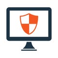 Computer, firewall icon. Simple flat design concept
