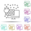 Computer firewall protect multi color icon. Simple thin line, outline vector of computer icons for ui and ux, website or mobile Royalty Free Stock Photo