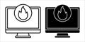 Computer Flame Fire Black Icon Bundle for Heat and Alert Royalty Free Stock Photo