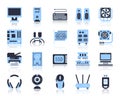 Computer simple flat color icons vector set