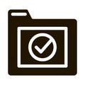 Computer Folder With Approved Mark glyph icon