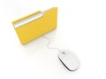 Computer folder and computer mouse on a white background. Royalty Free Stock Photo