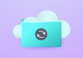 Computer folder with file sync icon, cloud. 3D vector cloud storage icon concept illustration Royalty Free Stock Photo