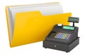 Computer folder icon with cash register, 3D rendering