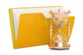 Computer folder icon with clock, 3D rendering Royalty Free Stock Photo