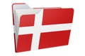 Computer folder icon with Danish flag. 3D rendering Royalty Free Stock Photo
