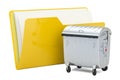 Computer folder icon with garbage trash container, 3D rendering Royalty Free Stock Photo