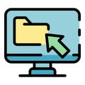 Computer and folder icon color outline vector Royalty Free Stock Photo