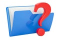 Computer folder icon with question mark, 3D rendering