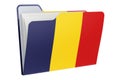 Computer folder icon with Romanian flag. 3D rendering