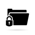 Computer folder and padlock vector icon Royalty Free Stock Photo