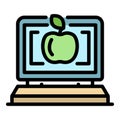 Computer foreign language study icon color outline vector Royalty Free Stock Photo