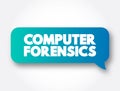 Computer forensics - branch of digital forensic science pertaining to evidence found in computers and digital storage media, text Royalty Free Stock Photo