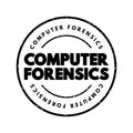 Computer forensics - branch of digital forensic science pertaining to evidence found in computers and digital storage media, text Royalty Free Stock Photo
