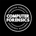 Computer forensics - branch of digital forensic science pertaining to evidence found in computers and digital storage media, text Royalty Free Stock Photo