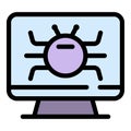 Computer fraud bug icon color outline vector Royalty Free Stock Photo