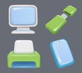 Computer gadgets. Hi tech devices in cartoon plasticine style smartphones tablets pc game consoles decent vector icons Royalty Free Stock Photo