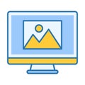 Computer Gallery Flat Colored Icon for Media Collection Royalty Free Stock Photo