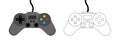 Gaming Joystick Flat Style and Line Art Royalty Free Stock Photo
