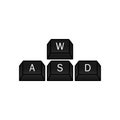 Computer gamer keyboard, WASD keys. WASD keys, game control keyboard buttons. Gaming and cybersport symbol. Vector EPS 10.
