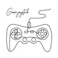 Computer games continues one line drawing vector illustration. Modern game consoles for PC