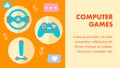Computer Games, Gaming Flat Vector Banner Template Royalty Free Stock Photo