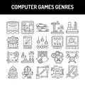 Computer games genres olor line icons set. Pictogram for web page