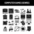 Computer games genres olor line icons set. Pictogram for web page