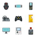 Computer games icons set, flat style Royalty Free Stock Photo