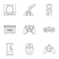 Computer games icons set, outline style Royalty Free Stock Photo